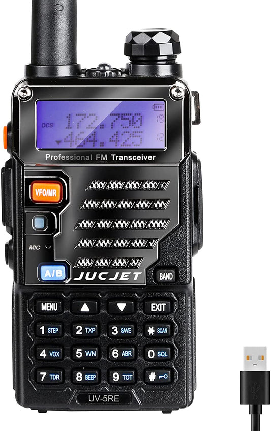 UV-5R E Walkie Talkie Dual Band VHF/UHF, mit LED-Anzeige 128 Speicherkanal, Tragbares 2-Wege-Funkgerät, professionell und einfach zu bedienen (Schwarz, 1 Stück)